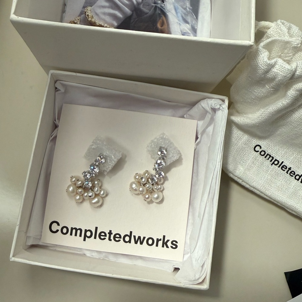 Completedworks silver pearl and crystal earrings